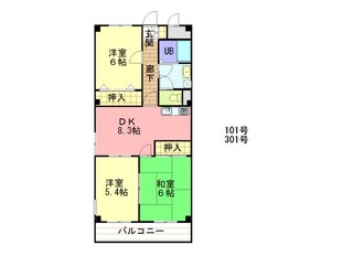 長野駅 徒歩12分 3階の物件間取画像